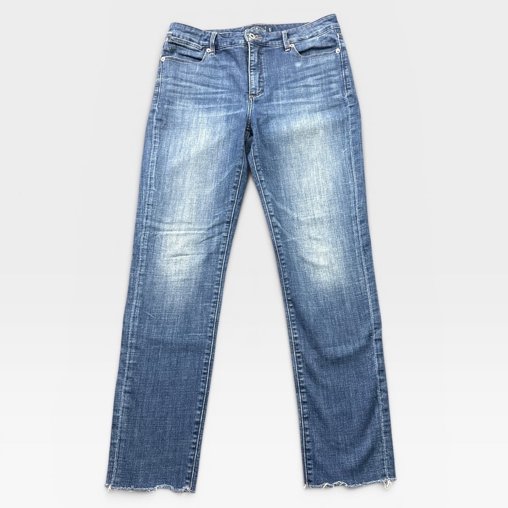 Lucky Brand Hayden Skinny Jeans Womens 10/30 Blue Raw Hem Whiskered Denim